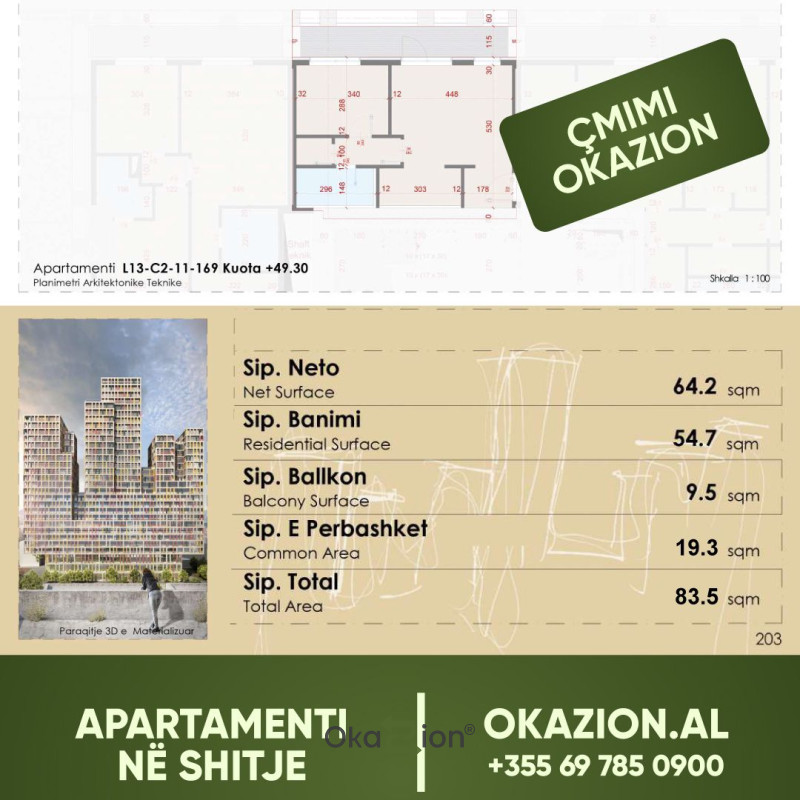 Prona Klering Cmim Okazion - Apartament 1+1 ne Don Bosko