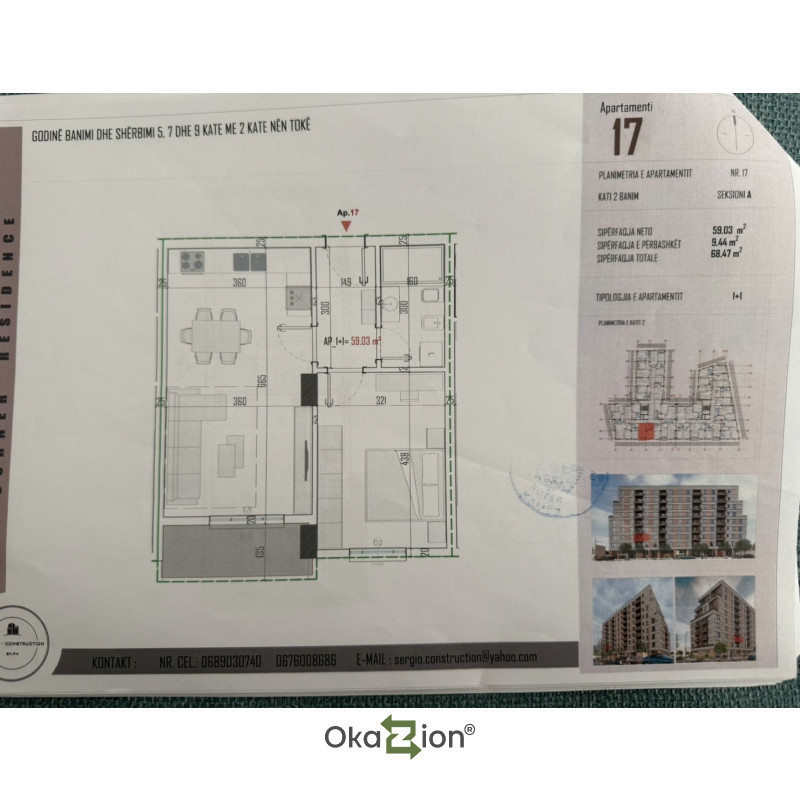 Apartament 1+1 ne shitje Kamez